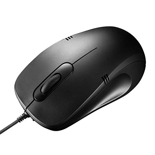 USB接続 黒 マウス 本体 静音ワイヤレスマウス BlueLED Mサイズ 抗菌 ブラック [品番]01
